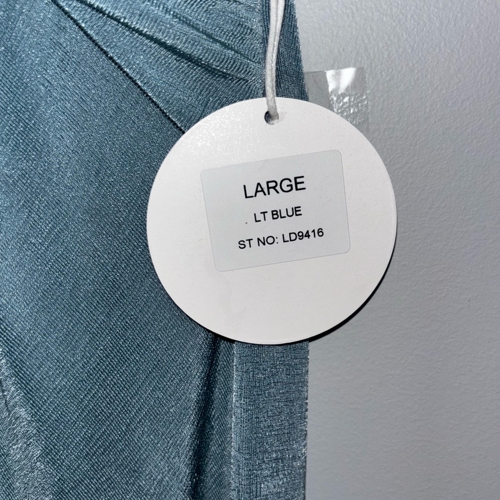 Luxxel Dusty Blue Halter Twist Prom Dress - Picture 3 of 8